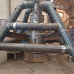 Custom fabricated steel pipe assembly for heavy industrial fabrication in Scotland.
