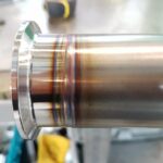 Precision TIG welded stainless steel pipe joint.
